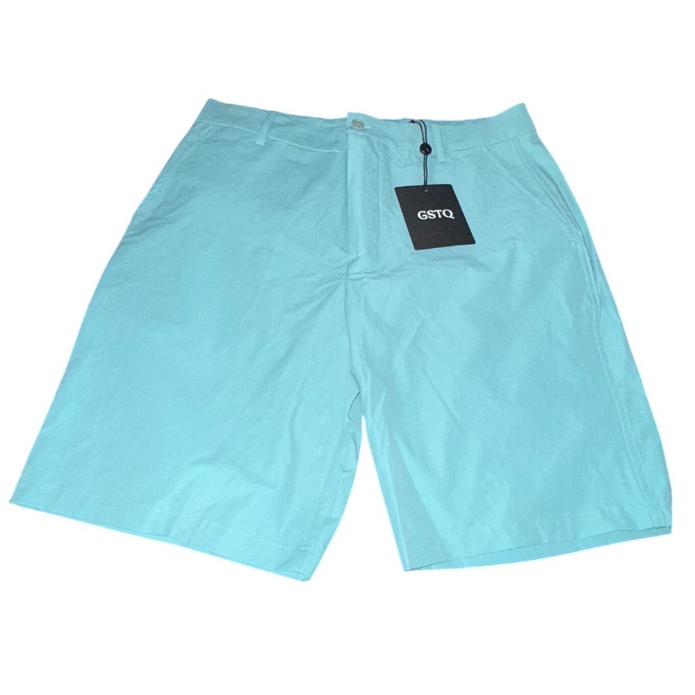 GSTQ Bristol Blue Tailored Chino Shorts Mens Size 32 NWT 2S24B095 Pastel Aqua